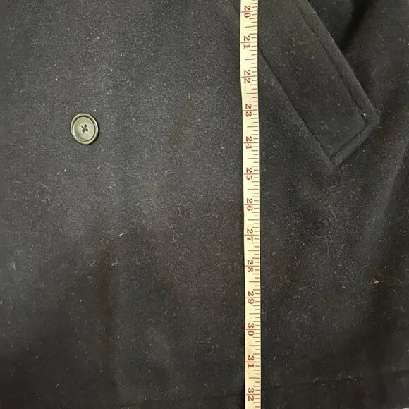 Lauren Ralph Lauren Navy Blue Double Breasted Wool Blend Pea Coat Large - Picture 7 of 9